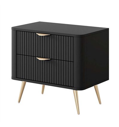 Прикроватная тумба Perfect Home Lante 2S Черная на золотых ножках