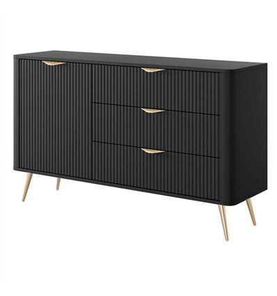 Комод Perfect Home Lante 1D3S/138 Черный на золотых ножках