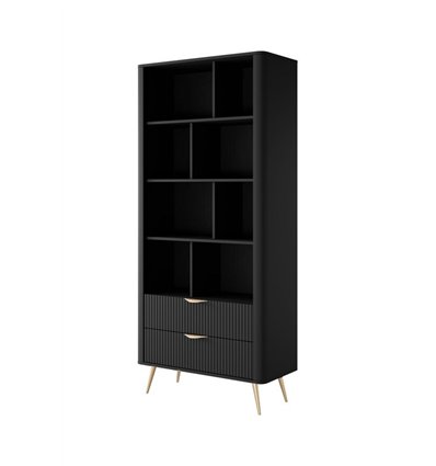 Пенал-стеллаж Perfect Home Lante 2S Черный на золотых ножках