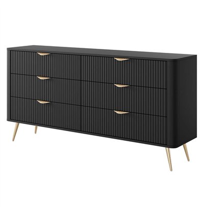 Комод Perfect Home Lante 6S/163 Чорний на золотих ніжках