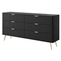 Комод Perfect Home Lante 6S/163 Чорний на золотих ніжках