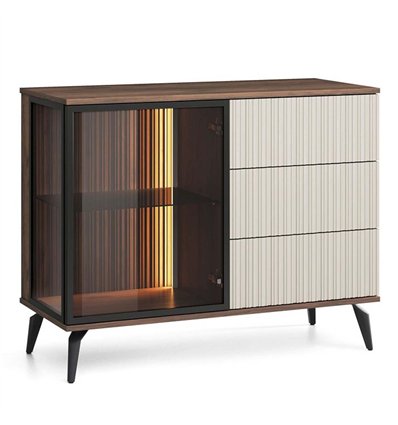 Комод Perfect Home Vici KSZ103 1D3S Орех/Кашемир с подсветкой