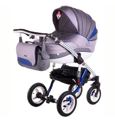 Детская коляска 2 в 1 Adamex Aspena Grand Prix Collection Blue-White