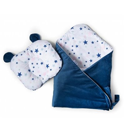 Конверт-плед с подушкой Twins Bear 100x100 dark blue