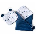 Конверт-плед с подушкой Twins Bear 100x100 dark blue