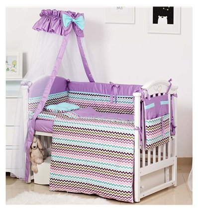 Детский постельный комплект Twins Modern 8 эл. P-116 Зигзаг Violet