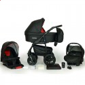 Детская коляска 3 в 1 Verdi Sonic Plus 01 черная с красным