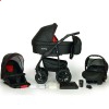 Детская коляска 3 в 1 Verdi Sonic Plus 01 черная с красным
