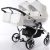 Универсальная коляска для двойни Junama Mirror Satin Duo 04 White Silver