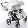 Универсальная коляска для двойни Junama Mirror Satin Duo 04 White Silver