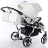 Универсальная коляска для двойни Junama Mirror Satin Duo 04 White Silver
