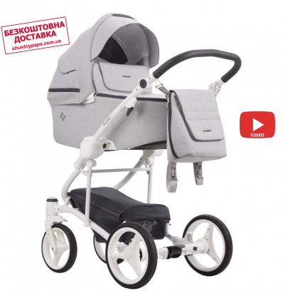 Дитяча коляска 2 в 1 Bebetto Torino 05 сіра, біла рама