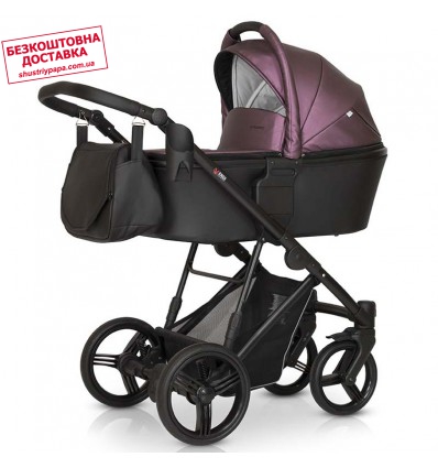 Детская коляска 3 в 1 Verdi Dynamic VD-10L черная с бордовым экокожа